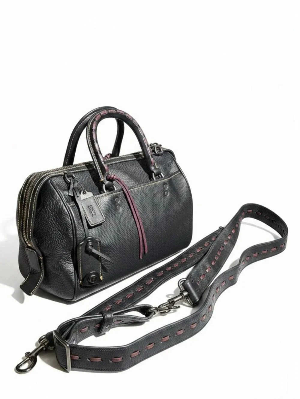 COACH 1941 Rogue Satchel Pebbled Leather Embellished Top Handle Custom Straps - Picture 3 of 9